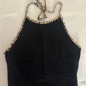 BRANDY MELVILLE LEOPARD PRINT HALTER TOP